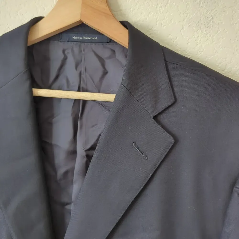 Ermenegildo Zegna Blazer Jacket Mens 52R US42 Roma 100% Wool Navy Blue Suit Coat